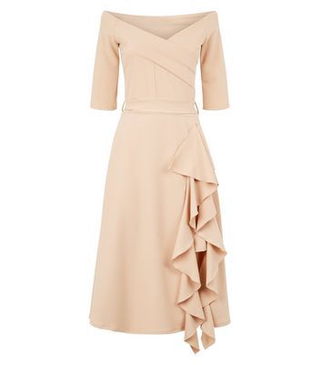 Missfiga Stone Ruffle Wrap Bardot Dress ...